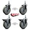 Service Caster 5 Inch Gray Polyurethane 12 Inch Threaded Stem Caster Set 2 Brakes SCC SCC-TS20S514-PPUB-121315-2-PLB-2 - alternate 4